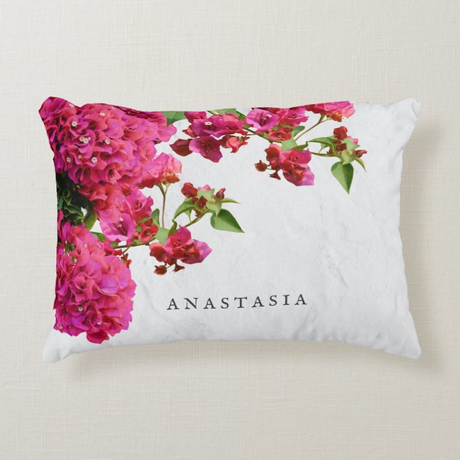 Bougainvillea Floral Mediterranean Greek Island  Accent Pillow (Front)