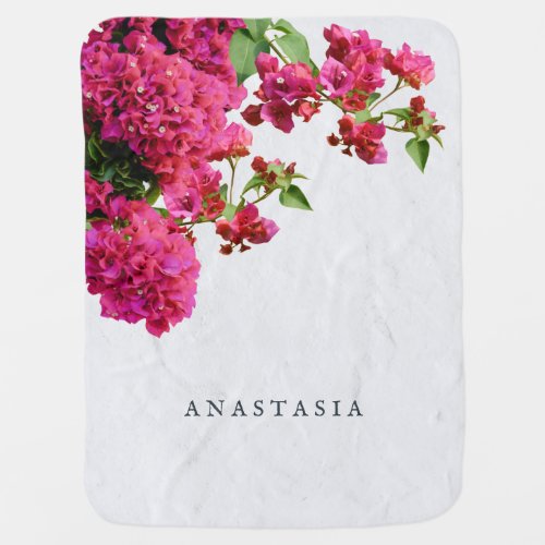 Bougainvillea Floral Mediterranean Greek Island Baby Blanket