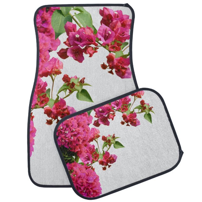 Bougainvillea Floral Mediterranean Greek Island Car Floor Mat (Set)