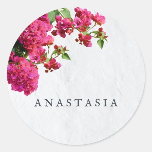 Bougainvillea Floral Mediterranean Greek Island   Classic Round Sticker