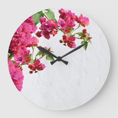 Bougainvillea Floral Mediterranean Greek Island Large Clock