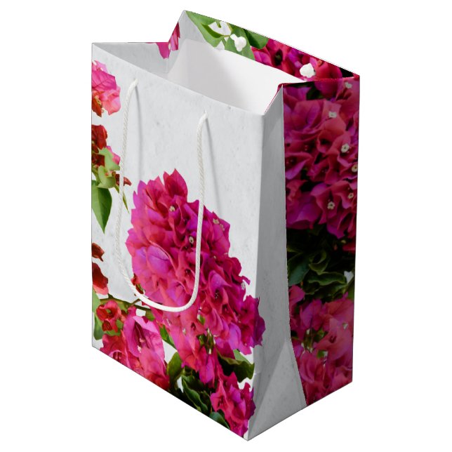 Bougainvillea Floral Mediterranean Greek Island  Medium Gift Bag (Front Angled)