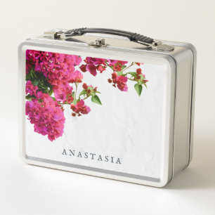 Bougainvillea Floral Mediterranean Greek Island Metal Lunch Box