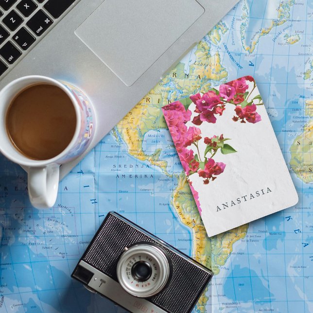 Bougainvillea Floral Mediterranean Greek Island    Passport Holder (Bougainvillea Floral Mediterranean Greek Island Passport Holder)