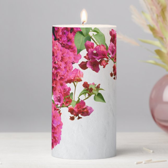 Bougainvillea Floral Mediterranean Greek Island  Pillar Candle (In Situ)