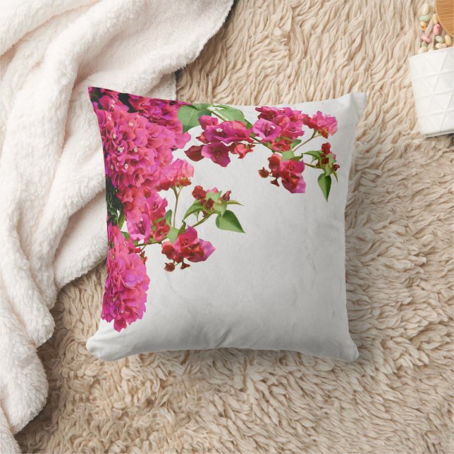 Bougainvillea Floral Mediterranean Greek Island  Throw Pillow (Blanket)