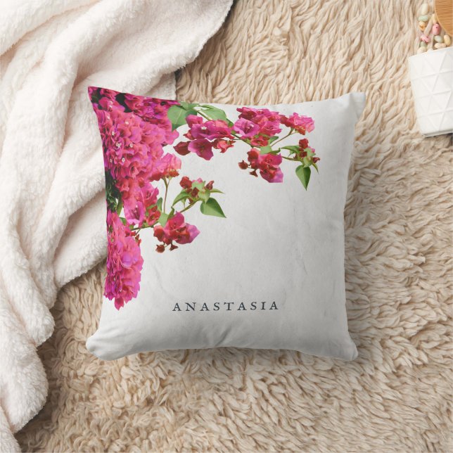 Bougainvillea Floral Mediterranean Greek Island  Throw Pillow (Blanket)