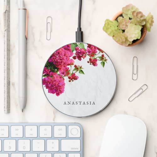 Bougainvillea Floral Mediterranean Greek Island  Wireless Charger