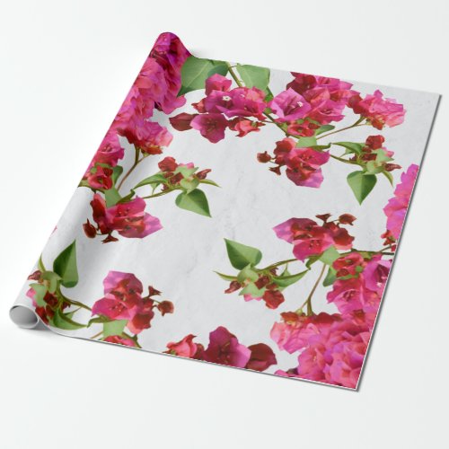 Bougainvillea Floral Mediterranean Greek Island Wrapping Paper