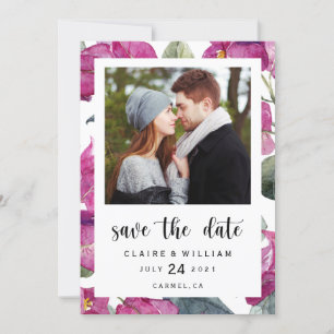Bougainvillea Floral Photo Save the Date Card
