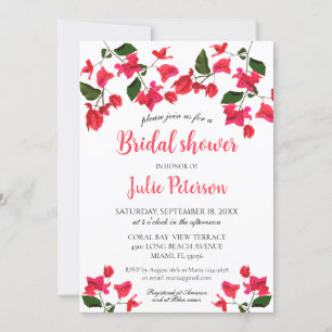 Bougainvillea Flower Bridal Shower Invitation