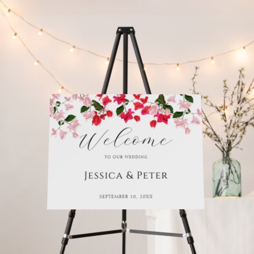 Bougainvillea Flower Welcome Wedding Sign