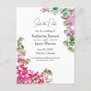Bougainvillea Flowers Watercolor Magenta Postcard