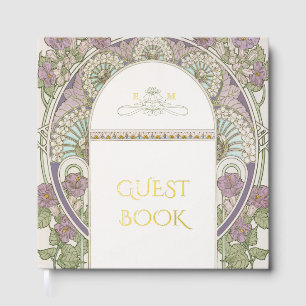 Bougainvillea Gold Wedding Art Nouveau Foil Guest Book