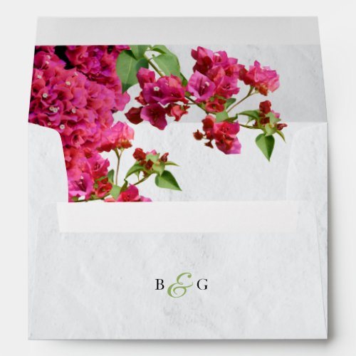 Bougainvillea Greece 5x7 Wedding Invitation Envelope