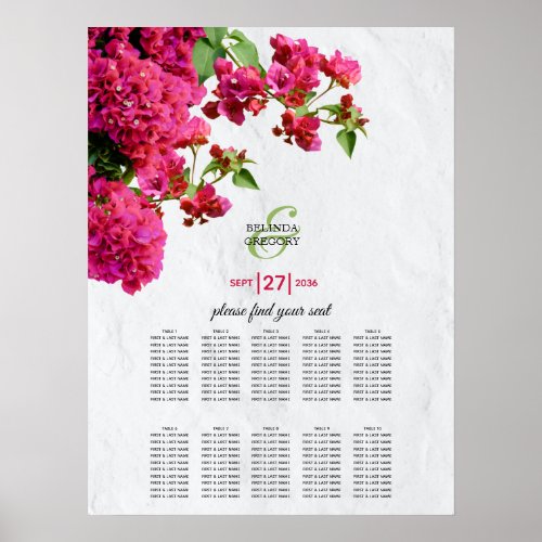 Bougainvillea Greek Island Wedding Seating Chart