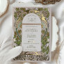 Bougainvillea Green Gold Wedding Art Nouveau Mucha Foil Invitation