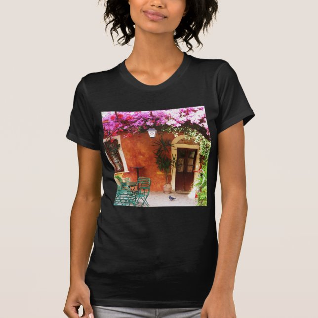Bougainvillea growing outside a house, Mykonos, Gr T-Shirt (Front)