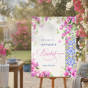 Bougainvillea Mediterranean Bridal Shower Welcome Foam Board