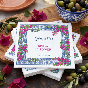 Bougainvillea Mediterranean Greek Bridal Shower Napkins
