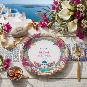 Bougainvillea Mediterranean Greek Bridal Shower Paper Plates