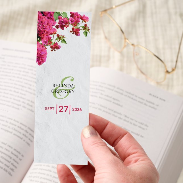 Bougainvillea Mediterranean Greek Island Wedding  Bookmarks (Hand)