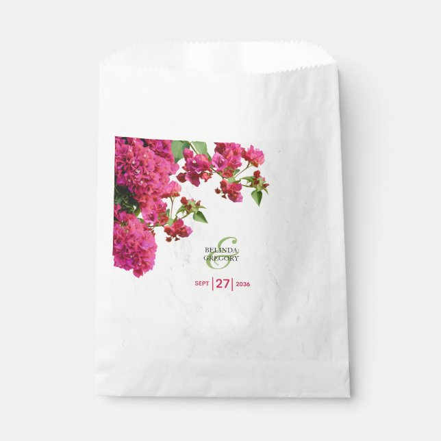 Bougainvillea Mediterranean Greek Island Wedding   Favor Bag (Front)