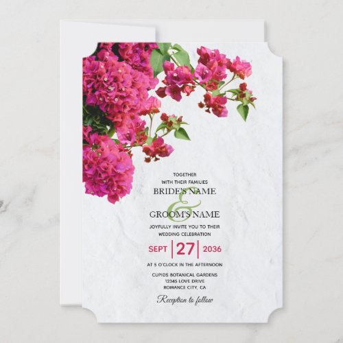 Bougainvillea Mediterranean Greek Island Wedding  Invitation