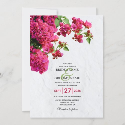 Bougainvillea Mediterranean Greek Island Wedding Invitation