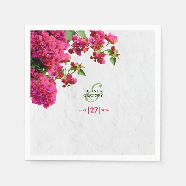 Bougainvillea Mediterranean Greek Island Wedding  Napkins (Front)