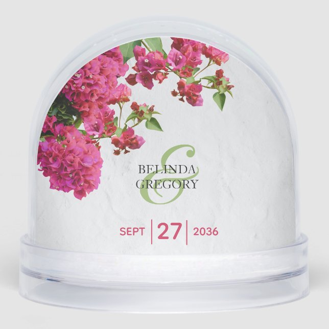 Bougainvillea Mediterranean Greek Island Wedding  Snow Globe (Front)
