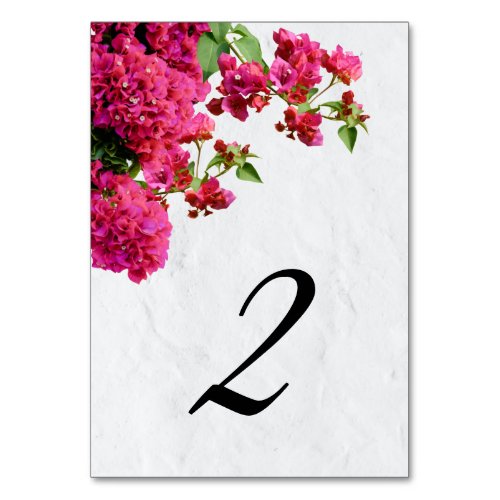 Bougainvillea Mediterranean Greek Island Wedding  Table Number