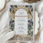 Bougainvillea Navy Blue Gold Wedding Art Nouveau Foil Invitation<br><div class="desc">Art Nouveau Vintage Floral Blue & Gold Wedding Invitations by Alphonse Mucha in a romantic and whimsical design using Real Gold Foil. Victorian flourishes complement classic art deco fonts. Please enter your custom information, and you're done. If you wish to change the design further, simply click the blue "Customize It"...</div>