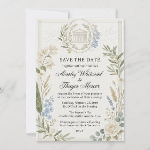 Bougainvillea, Olive Branches, Blue Delphinium, Ne Invitation