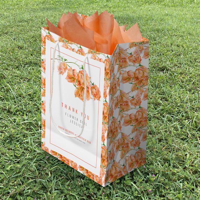 Bougainvillea orange watercolor wedding favor bag (Creator Uploaded)