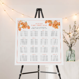 Bougainvillea orange wedding 16 table seat chart foam board