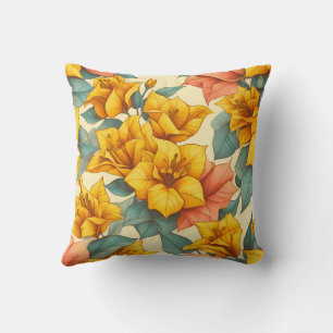 bougainvillea orange yellow throw pillow