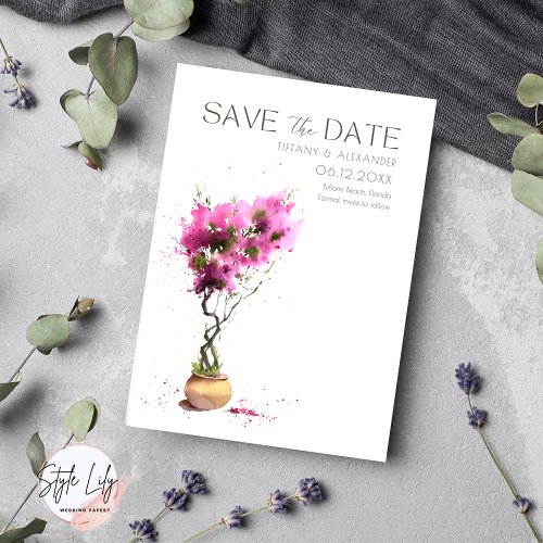 Bougainvillea Photo Summer Wedding  Save The Date