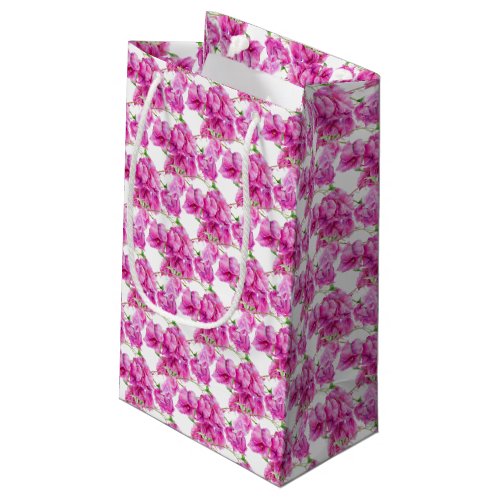 Bougainvillea pink flower watecolor pattern small gift bag