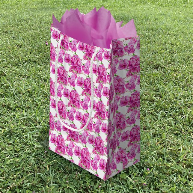Bougainvillea pink flower watecolor pattern small gift bag (Creator Uploaded)