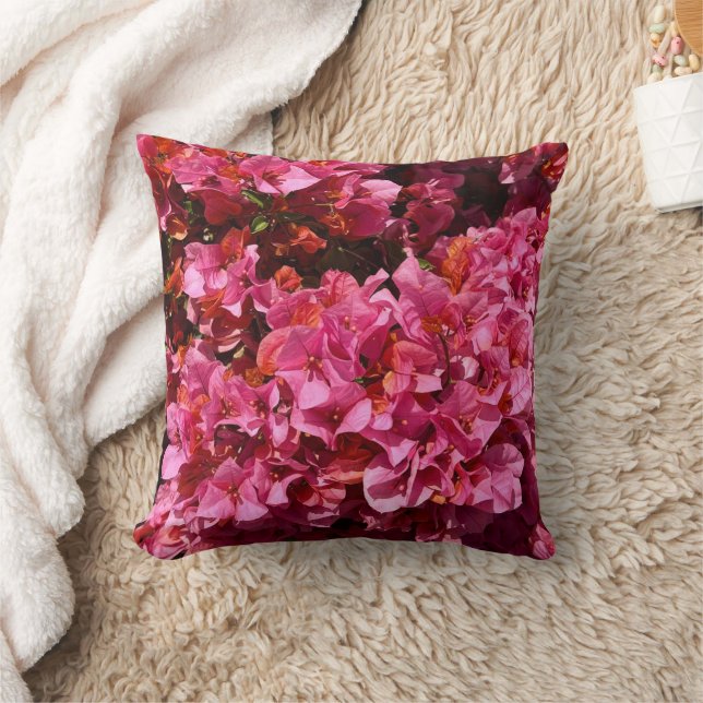 Bougainvillea Pink Tropical Vining Shrub Photo Throw Pillow (Blanket)