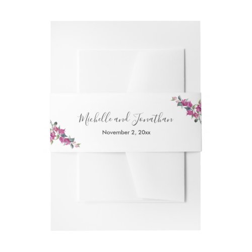 Bougainvillea Pink Wedding  Invitation Belly Band