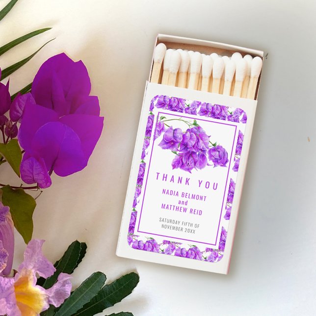 Bougainvillea purple floral wedding favor gift matchboxes (Creator Uploaded)