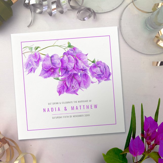 Bougainvillea purple mauve watercolor wedding  napkins (Creator Uploaded)