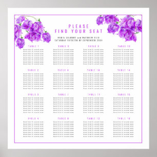 Bougainvillea purple wedding 16 table seat chart