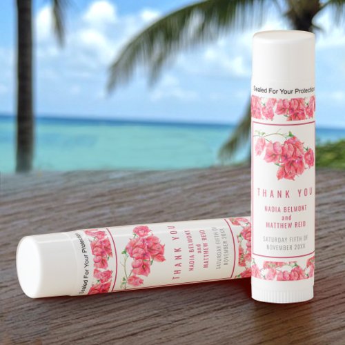 Bougainvillea red pink watercolor summer wedding  lip balm