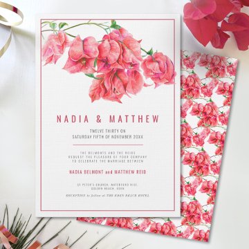 Bougainvillea red pink watercolor wedding