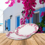 Bougainvillea Santorini Greek/ Spanish themed Paper Plates<br><div class="desc">Mediterranean Greek musical blue tiled-inspired Dancing Queen bridal shower paper plates.</div>