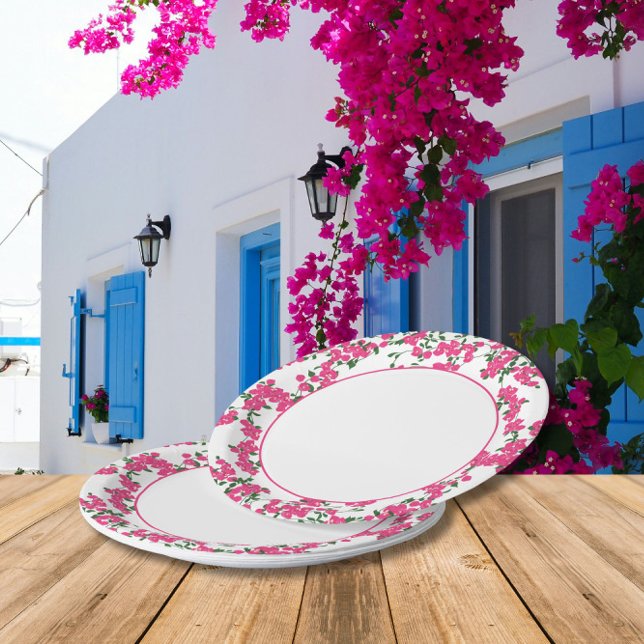 Bougainvillea Santorini Greek/ Spanish themed Paper Plates (Creator Uploaded)