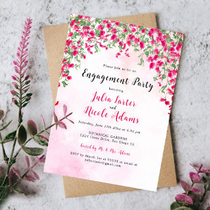 Bougainvillea Tropical Rainforest Engagement Party Invitation
